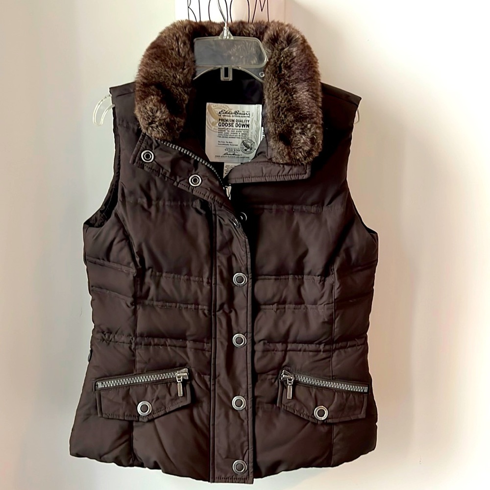 Eddie Bauer Premium Goose Down Puffer w/Detachable Faux Fur Vest Size: S